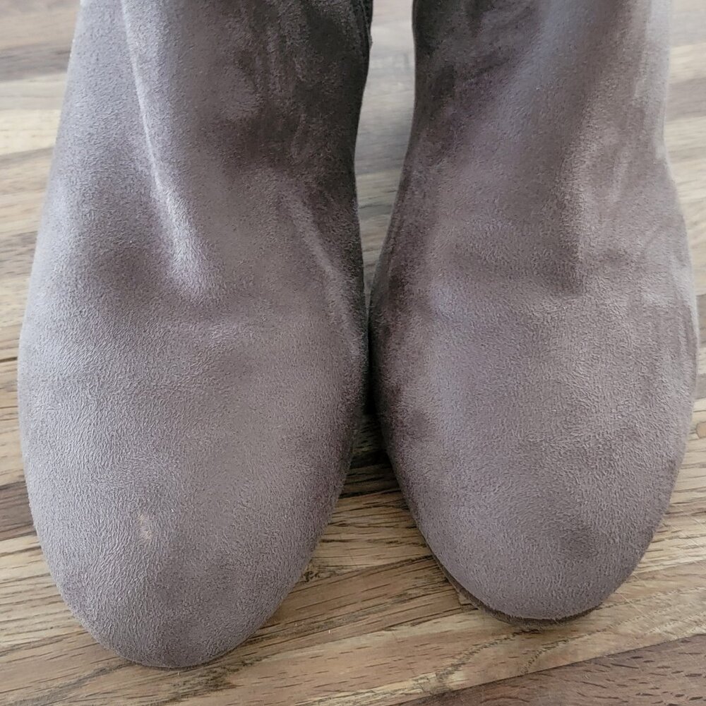 Kelly & Katie Maverique Wedge Dark Taupe Stretch Microsuede Slouch Boots - Picture 5 of 9